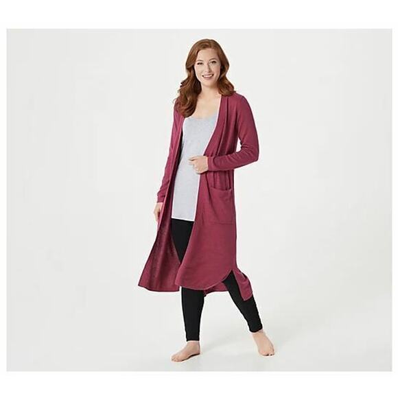 ANYBODY NEW $58 SeaWool Duster Sweater in Wine XXS - Picture 1 of 3
